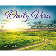 Carousel Calendars,  Daily Verse 2026 Desk Calendar, 12'' X 12'', 16-Month Calen