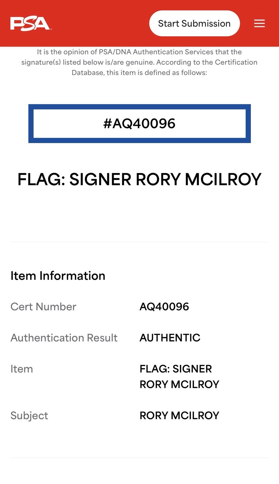 Rory McIlroy Signed  Masters Flag - PSA CERTIFIED COA -  BACK TO BACK CHAMPION ! view 7
