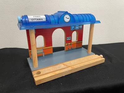 Imaginarium Wooden Train Station Platform Rotating Destination Sign Paris London