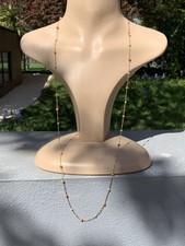 9ct Gold Antique Baroque Pearl Coral Long Necklace 5.9 Grams Heavy 