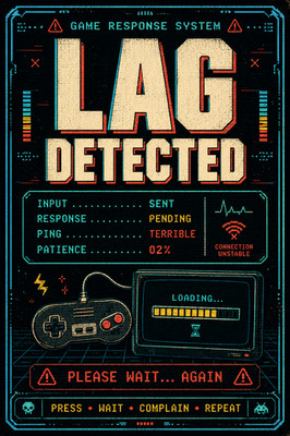 123. Lag Detected Retro Gaming Gamer Arcade lustig Teenager Schlafzimmer Wandbild Poster A
