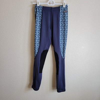 Kerrits Riding Performance Knee Patch Tights Blue & Patterned Girls Medium