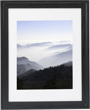 Black 8x10 Wood Picture Frame   Displays 5x7 with Mat, Arc Ultra Edge