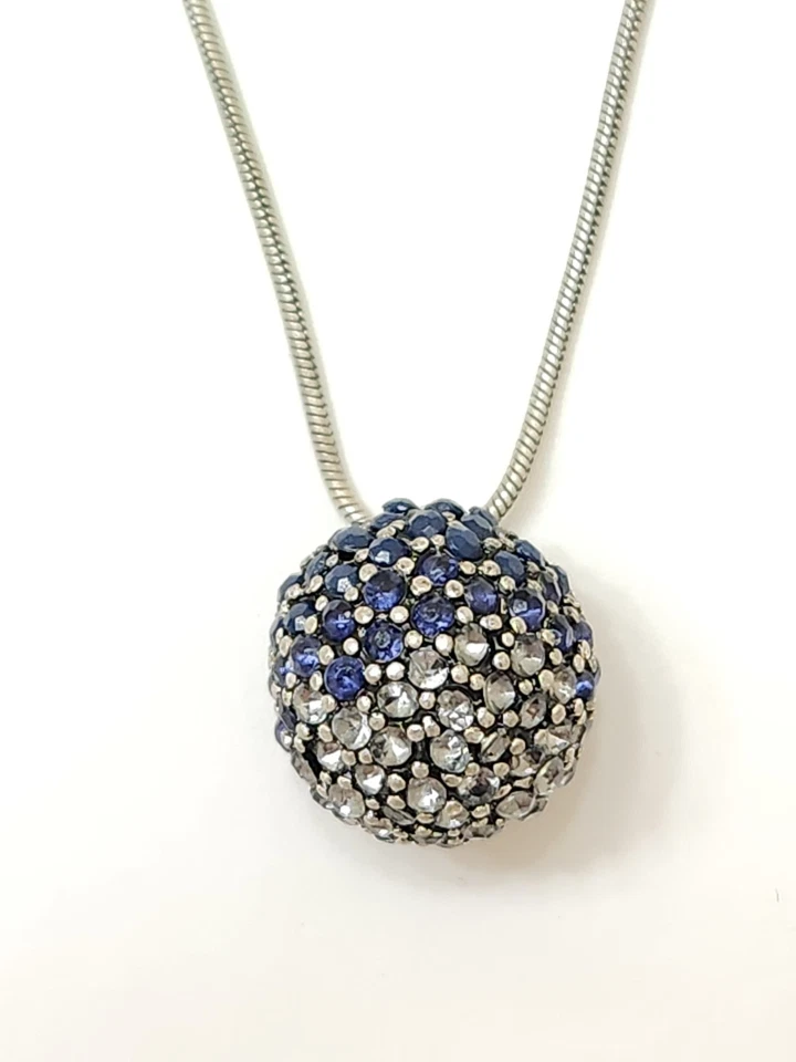 Jessica Simpson Collar Cadena Serpiente Plata Colgante Bola Cristal Zafiro Azul Foto 2 de 4