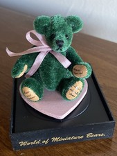 World of Miniature Bears by Stacy Pio Forest Green Plush Fur NIB LOOK 