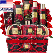 Valentine's Day Gift Basket for Her Exotic Rose  Spa Bath  Body Set for Women