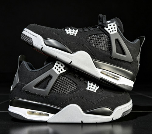 Nike Air Jordan 4 Retro "Black Canvas" Men s Mid Top Basketball Shoes