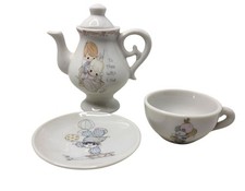 Vintage 1985 Precious Moments Porcelain 4 Piece Miniature Tea Set