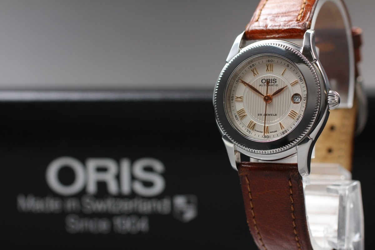 Near MINT w/ Case] ORIS 7450 Automatic 25J Date White Roman Dial