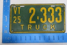 Vermont License Plate Tag VT 1925 25 Truck Trk #2-333 2333 Rare