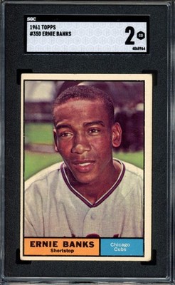 1961 Topps #350 Ernie Banks SGC 2 Vintage HOF Baseball Card (8964)