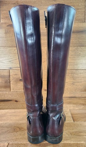 Frye Woman's Burgundy Cordavan Color Leather Tall Riding Boots Side Zip Size 8 B - Afbeelding 8 van 24