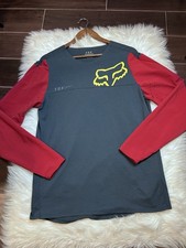 Fox Racing Attack Pro Shirt Mens Large Red Gray Motocross Jersey Off Road READ