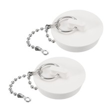 2Pcs Rubber Drain Stopper with Chain and Hanging Ring Fits 1 5/8"