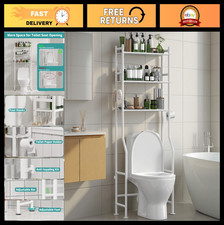 3-Tier Over Toilet Storage Rack, Space-Saving Bathroom Organizer with Paper Hold