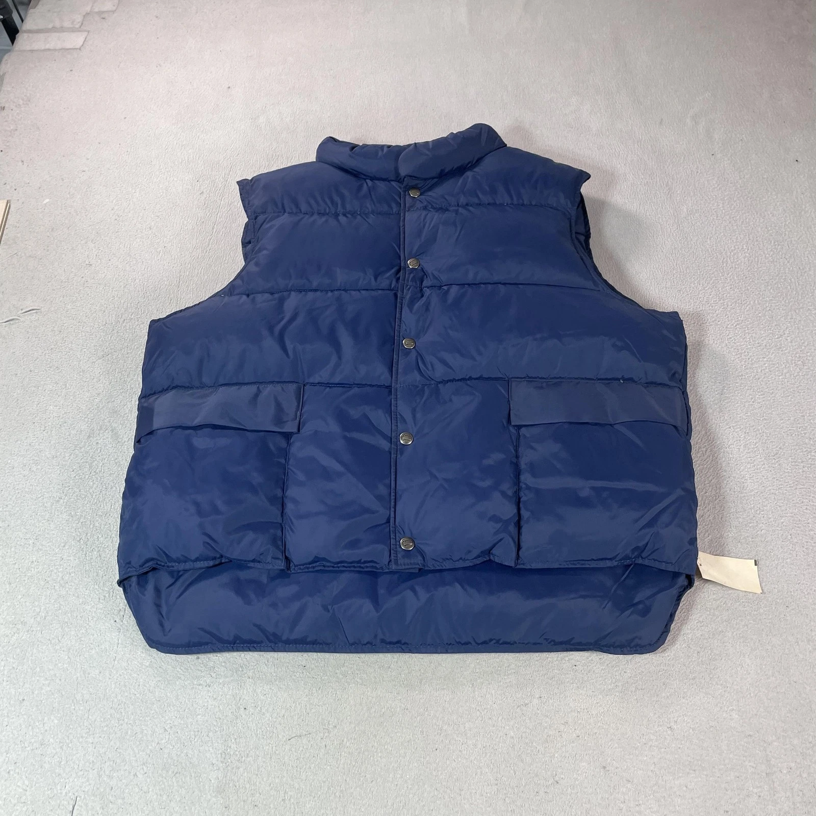 Woolrich Vest Mens XL Blue Down Puffer Snap Front Outdoor Workwear USA