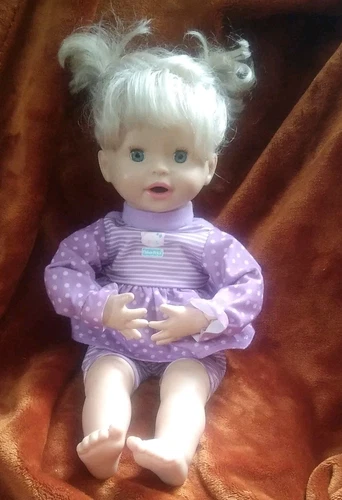 Fisher Price Mattel 2009 Blonde Hair Blue Eye Laugh & Love Baby Doll