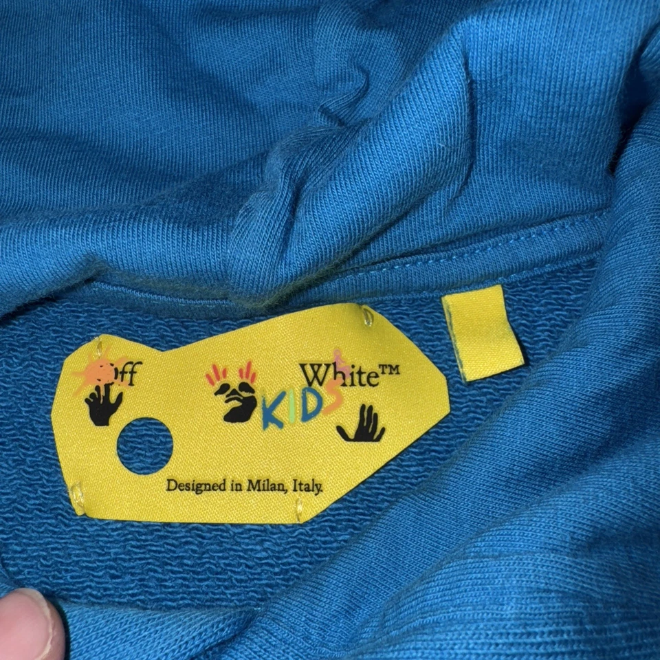 $410 Off-White Kids Boys Blue Logo Shape Zip-Up Hoodie Sweater Size 6 - Image 3 of 4
