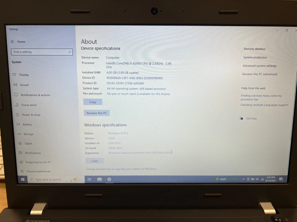Portátil Lenovo E460 14 pulgadas i5-6200U 2,3 GHz 500 GB 4 GB / Windows 11 Pro Foto 2 de 4