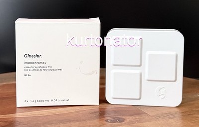 Glossier Monochromes MESA Eyeshadow Trio NEW Box Flaws pics 2,5,8