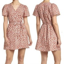 MADEWELL Fiore Floral Short Sleeve Cotton Wrap Dress EUC Size XS
