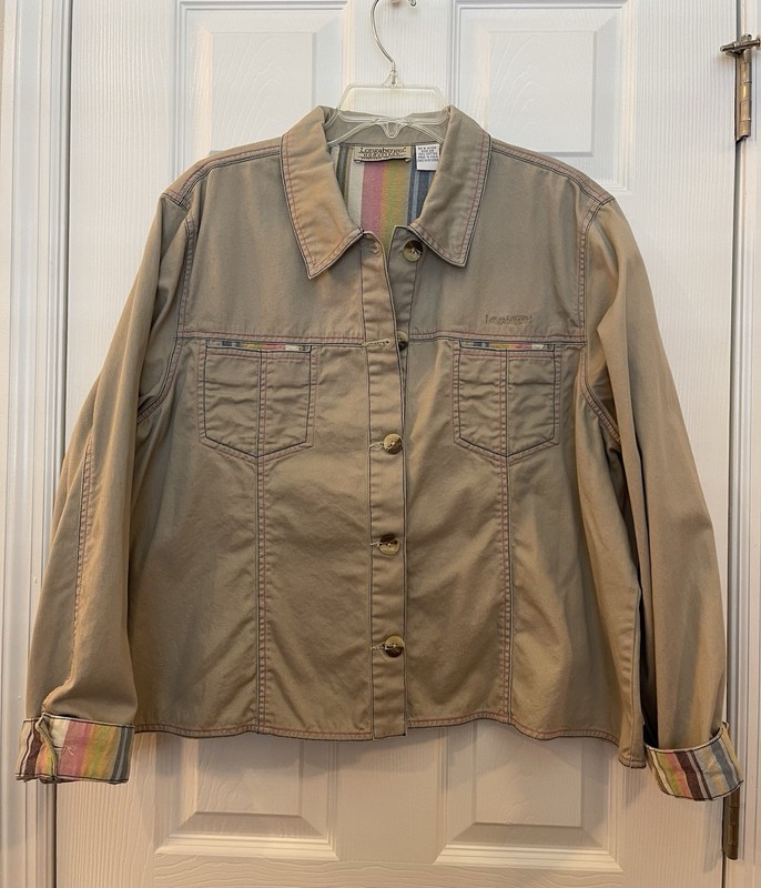 Longaberger Homestead Jacket Tan w/Summertime Stripe Accents Size 2X