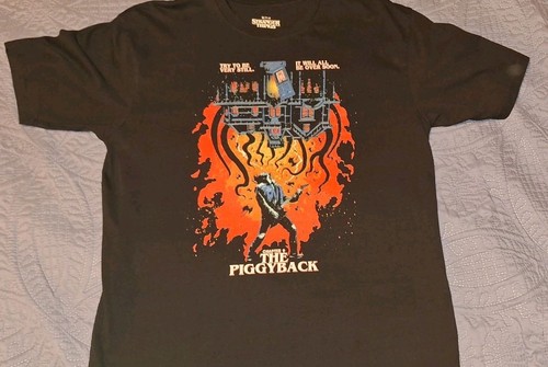 Netflix Stranger Things Season 4 Shirt Large Short Sleeve Black Piggyback Flame - Picture 6 of 15