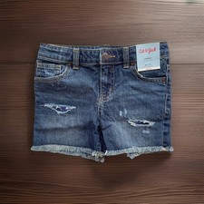 New Cat Jack Girls Classic Cut-Off Shorts Distressed Blue Denim Size 7-8