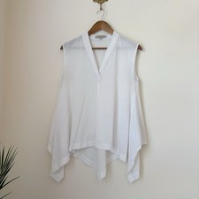 All Saints Avee White Asymmetrical Sleeveless Top Small