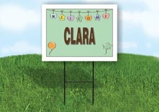 CLARA WELCOME BABY GREEN  18 in x 24 in Yard Sign Road Sign with Stand