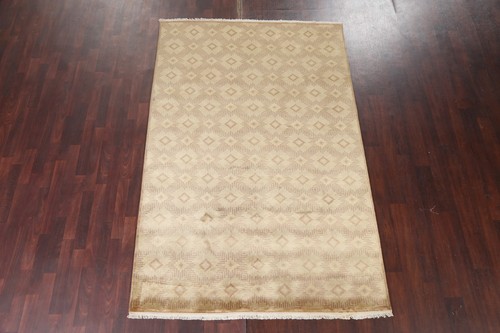Luxury Nepalese Indian Rug Hand-Knotted Beige 6x9 ft - Picture 3 of 19
