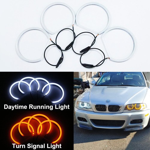 For BMW E46/E39/E38/E36 SMD LED Angel Eyes Switchback Headlight Halo Rings Kit - Bild 1 von 12