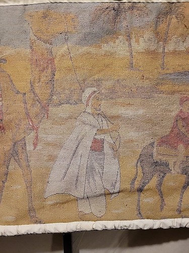 Vintage Tapestry Middle Eastern Camel Desert Blue Fringe 21” X 34" - Picture 8 of 9