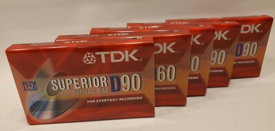 5x TDK D90 SUPERIOR NEW/SEALED/UNUSED CASSETTE TAPES | eBay