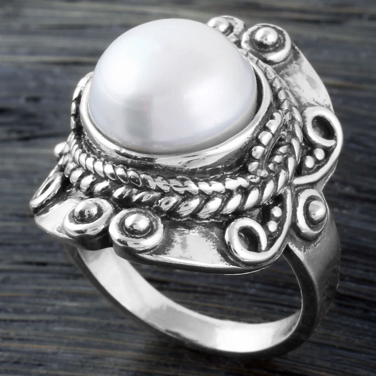 Classic Sterling Silver White Pearl Ring