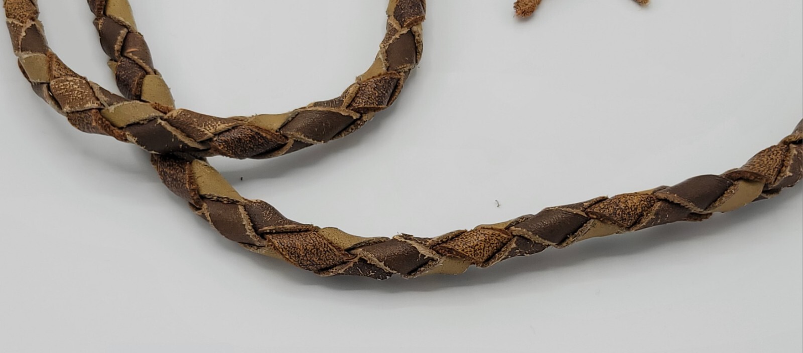 Braided Bull Whip Vintage Brown & DarkLeather Split Tail 54 Inches Wooden Handle