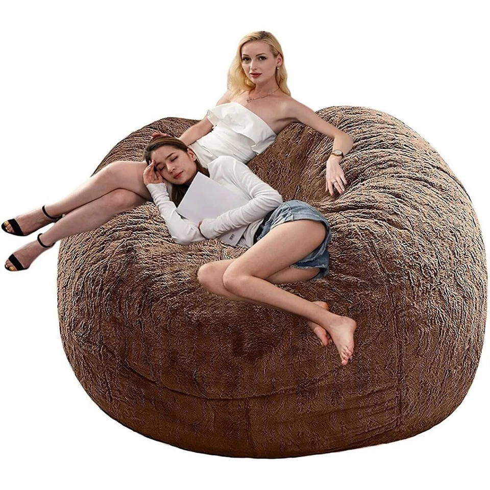 Funda de sofá cama perezosa de microgamuza con memoria para silla de sala de estar con bolsa de frijoles grande de 7 pies Foto 2 de 4