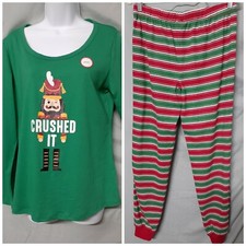 Family PJs Green Red Pajama Set Christmas M 44" UNISEX