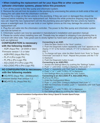 T-CELL-15-SWP Salt ChIorination Cell T 15 for Hayward TurboCell 40,000 Gallons - Picture 8 of 8