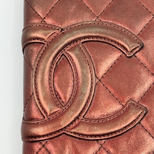 CHANEL Cambon Line Long Wallet Coco Matelasse Leather bronze color Authentic【A】 - Picture 10 of 24