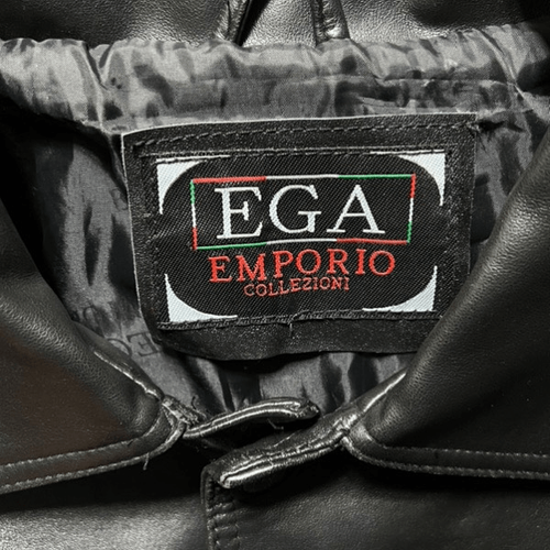 EGA Emporio Collezioni Italian Made Black Leather Coat Size XL - Picture 5 of 7