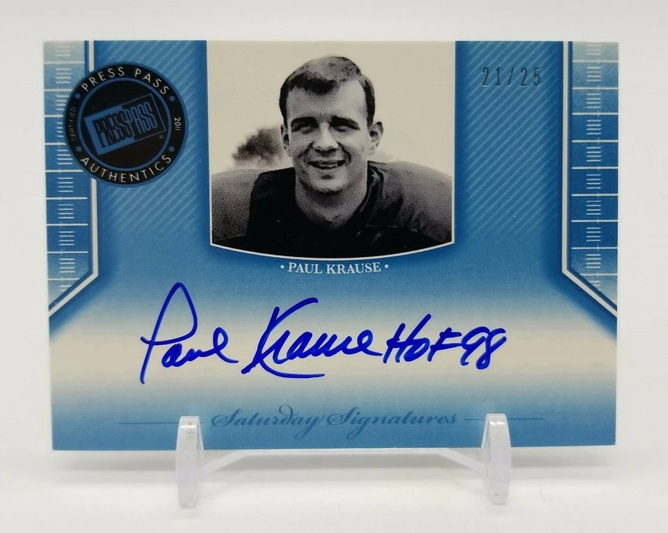 2011 Press Pass Authentics PAUL KRAUSE HOF 98 Saturday Signatures 21/25 SS-PK - Image 2 of 4