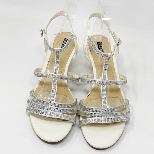 Alex Marie Womens Cream Silver Rhinestone Accent Ankle Strap Sandal, Size 9.5 - Picture 5 of 11