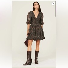 ULLA JOHNSON Gwen printed ruched taffeta mini dress