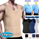 3 Packs Men Compression Shirt Slimming Body Shaper Vest Abs Abdomen Workout Tank