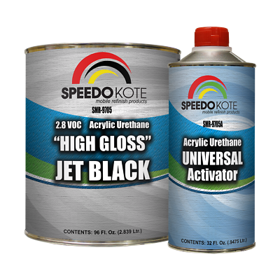 #ad High Gloss Jet Black 2K Acrylic Urethane 3:1 Gallon Kit w Activator SMR 9705 M $129.00