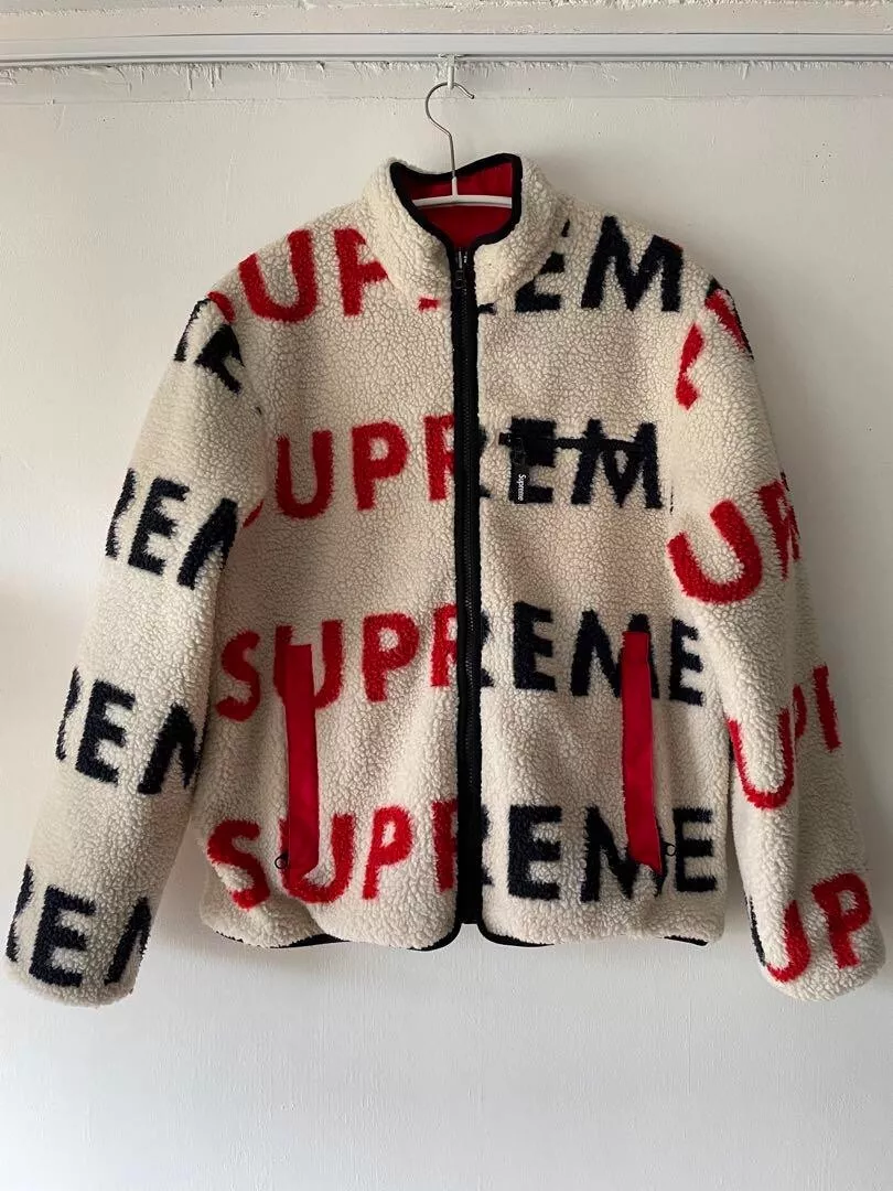 Veste polaire logo réversible SUPREME 18AW blanc rouge JP M (US S) occasion