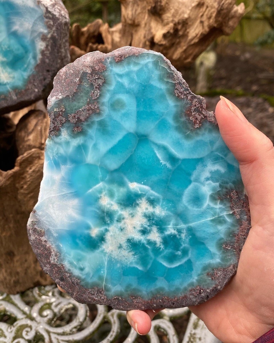 Large Larimar Double Matching Geode Dolphin Stone AAA+