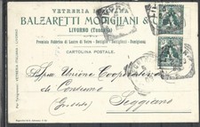 1903 LIVORNO LASTRE DI VETRO BOTTIGLIE DAMIGIANE CARTOLINA PUBBLICITARIA