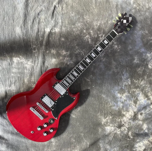 Factory Apple Red Electric Guitar SG H-H Pickups Chrome Hardware Solid Body